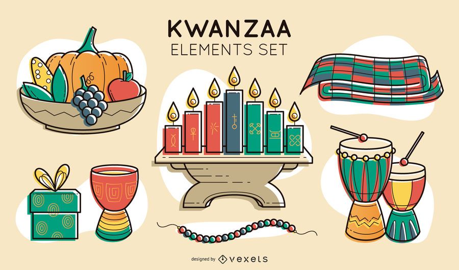 Conjunto de elementos de Kwanzaa Conjunto de elementos de Kwanzaa
