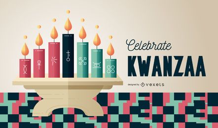 Comemore a ilustração de Kwanzaa kinara