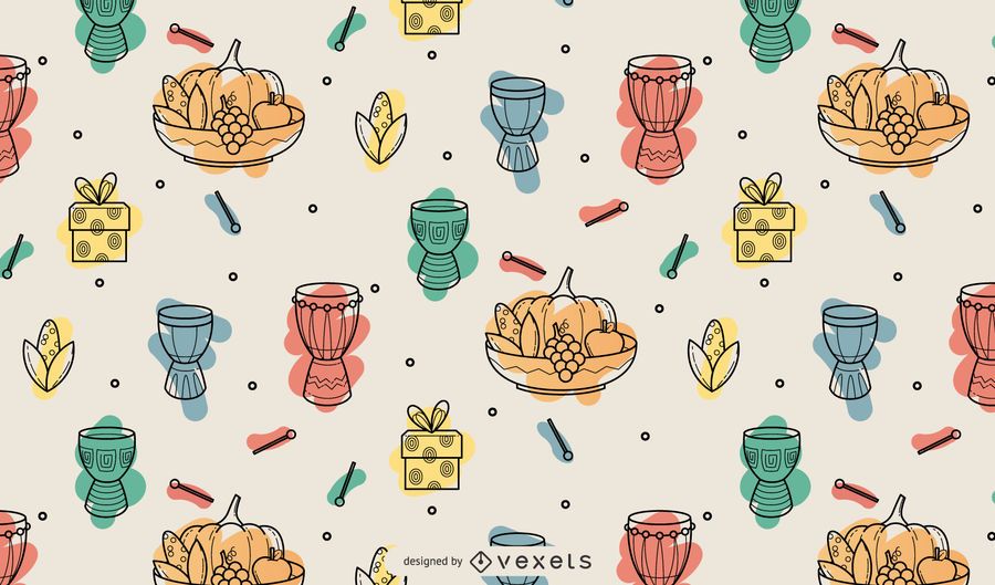 Kwanzaa design de padrão de elementos coloridos Kwanzaa design de padrão de elementos coloridos