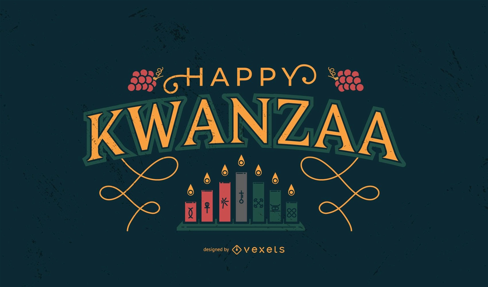 Desenho de letras Kwanzaa feliz
