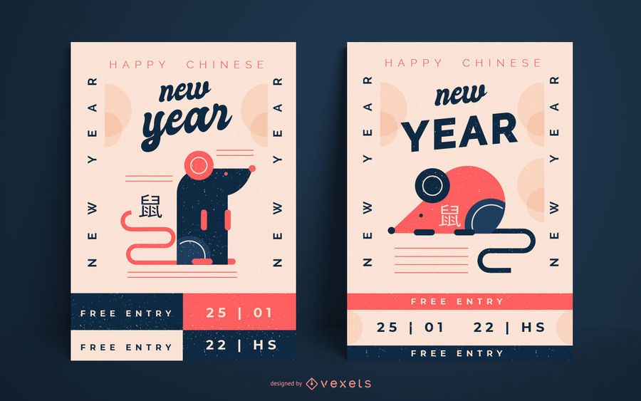 Año nuevo chino rata carteles Año nuevo chino rata carteles