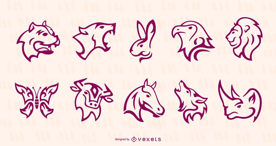 Stroke animals tattoo set Stroke animals tattoo set