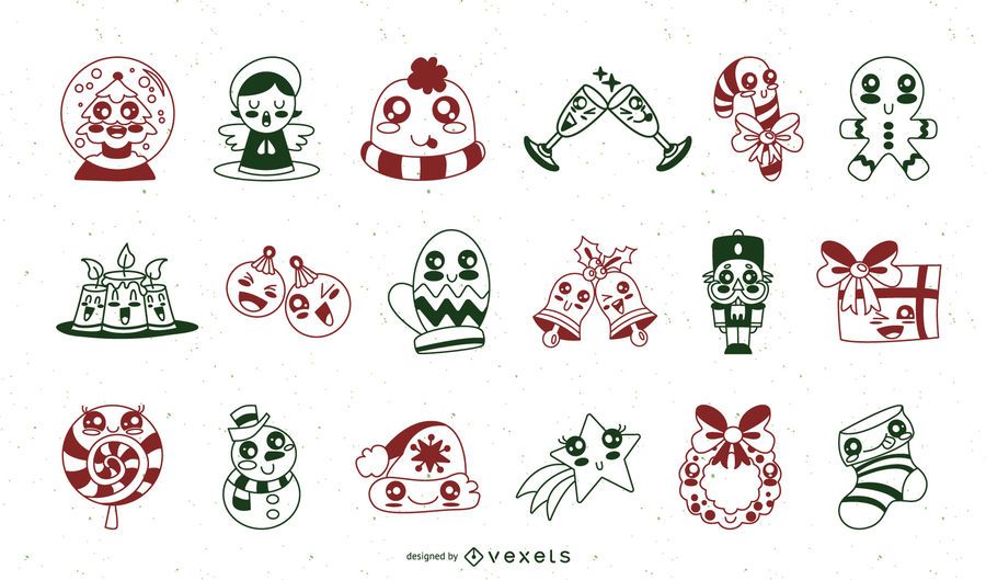 Christmas cute stroke elements set Christmas cute stroke elements set