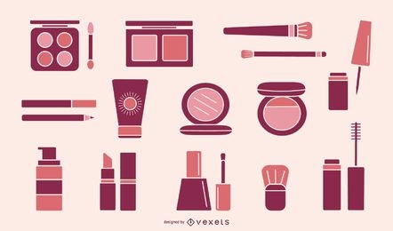 Colección de elementos de maquillaje rosa