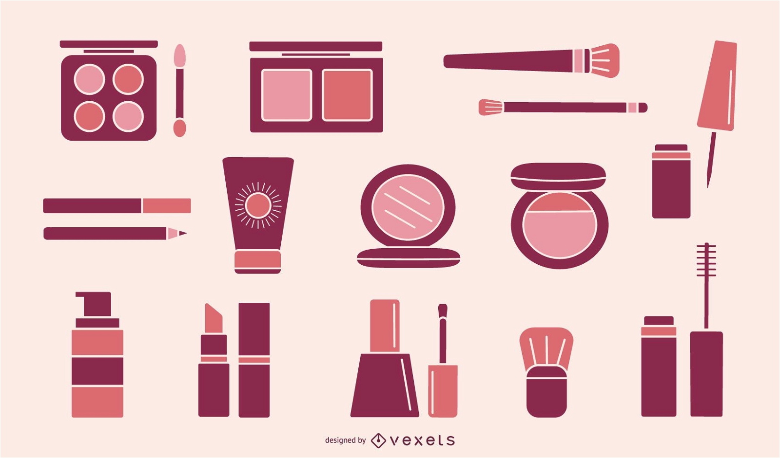 Rosa Sammlung der Make-up-Elemente