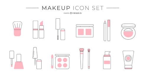 Conjunto de iconos de duotono de maquillaje