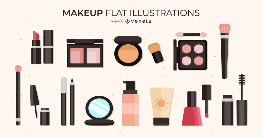 Makeup flat illustrations set Makeup flat illustrations set
