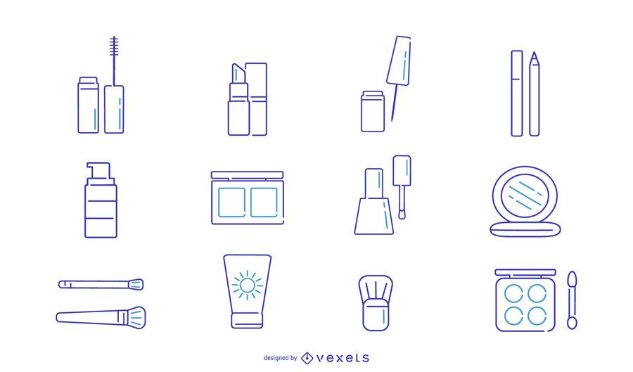 Makeup stroke icon set Makeup stroke icon set