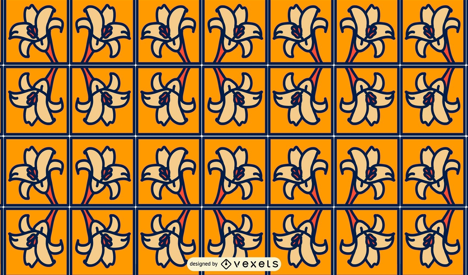 Diseño de patrón de cuadrados de flores