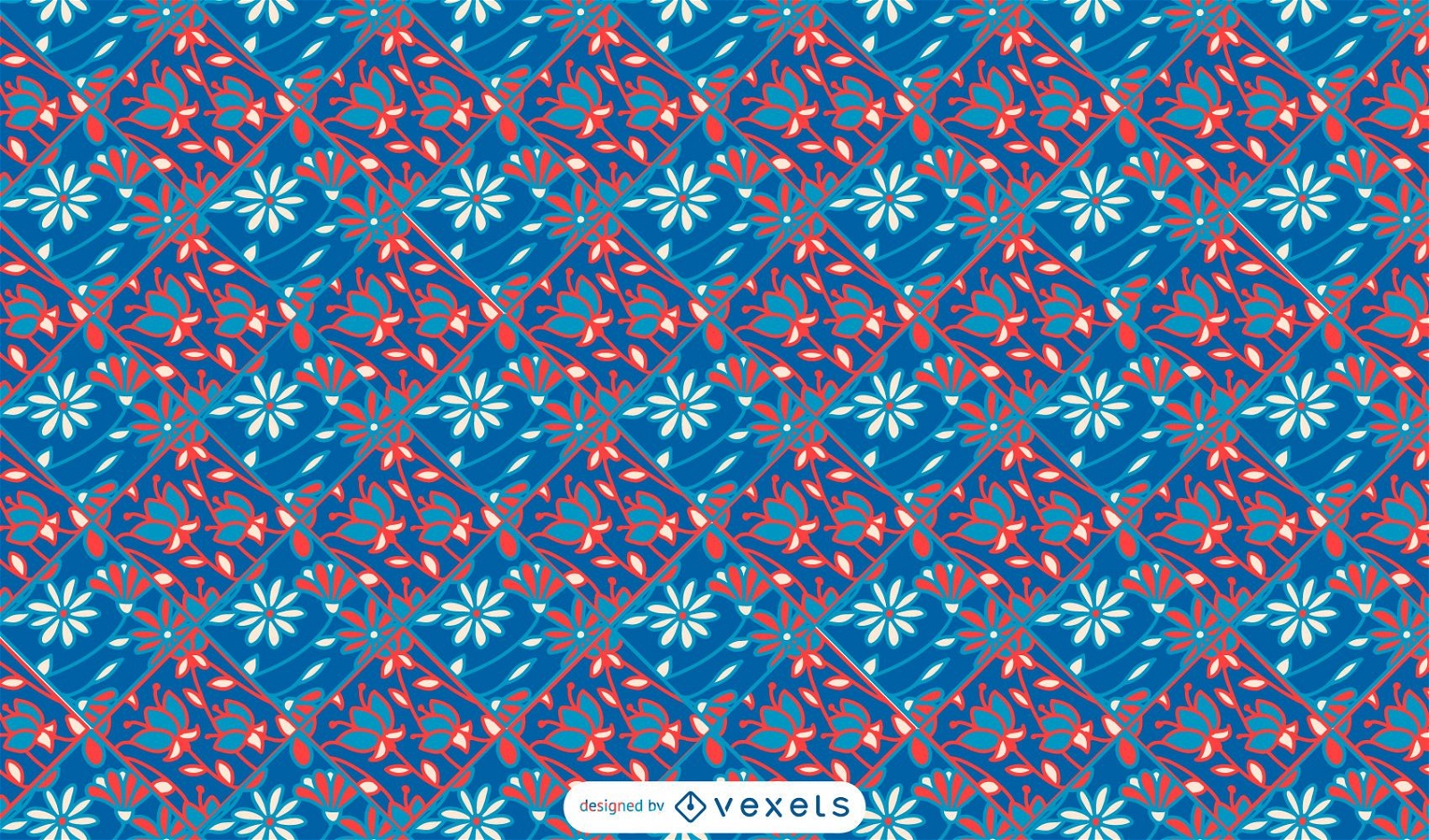 Colorful floral vintage pattern design