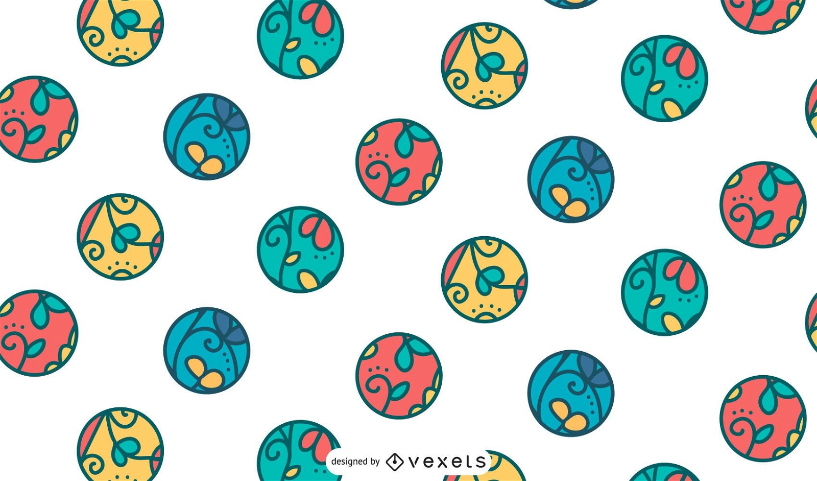 Colorful circles leaves pattern design