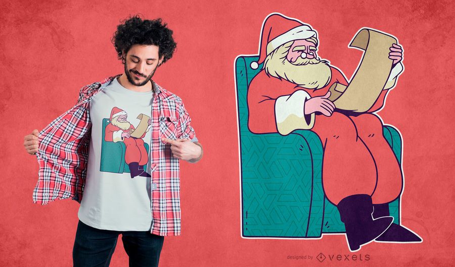 Design de camiseta de lista de Papai Noel Design de camiseta de lista de Papai Noel