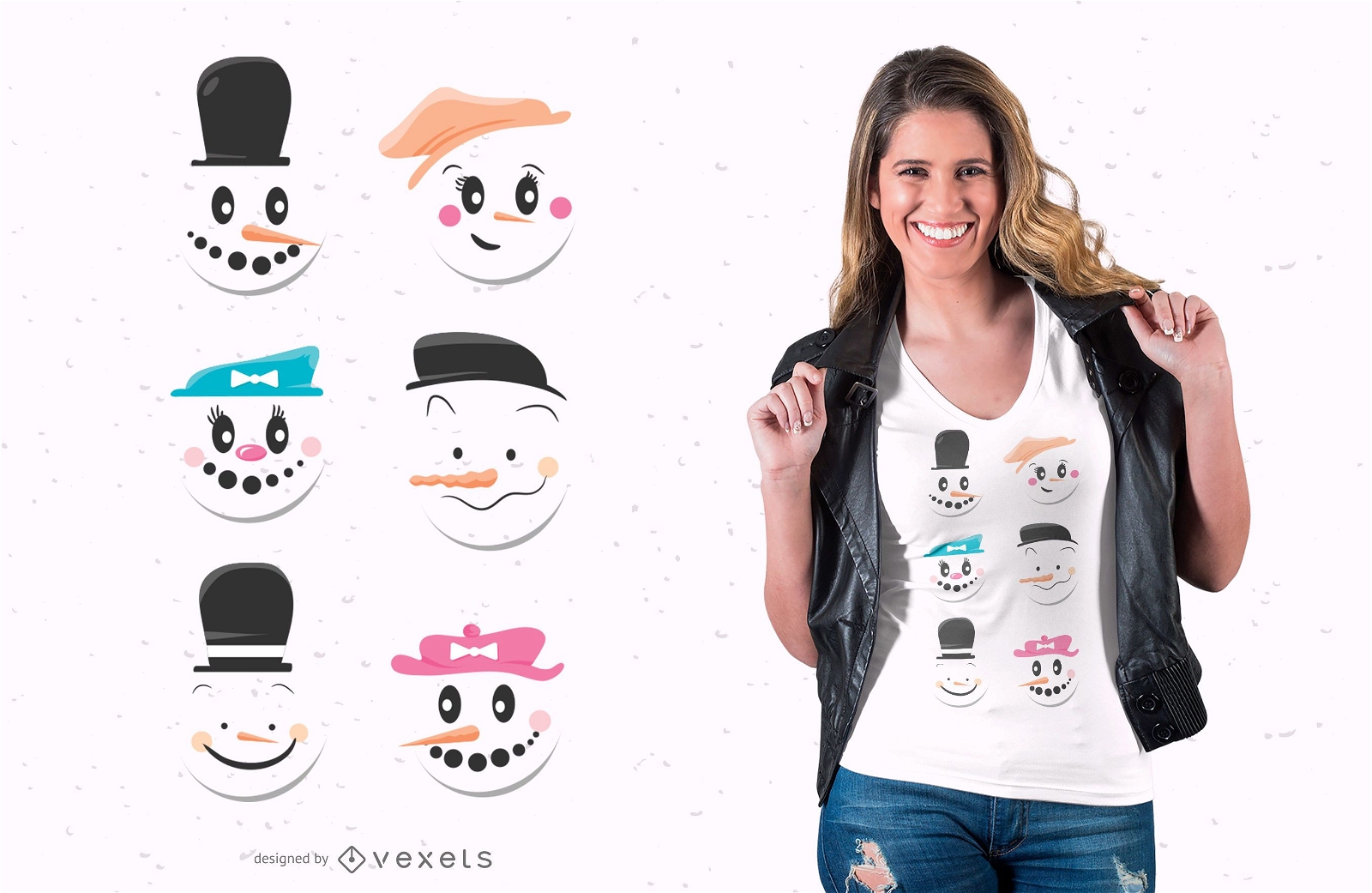 Design de camisetas de bonecos de neve fofos