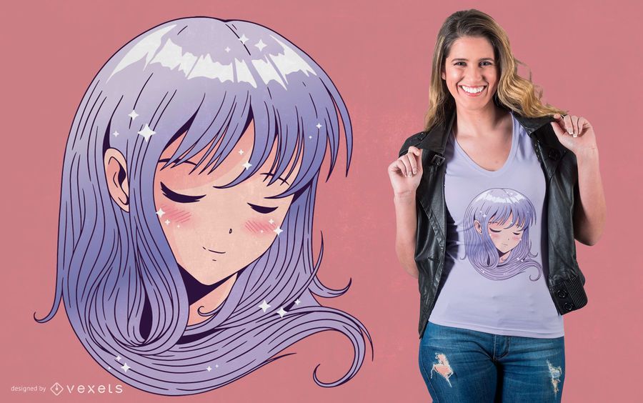 Anime girl head t-shirt design Anime girl head t-shirt design
