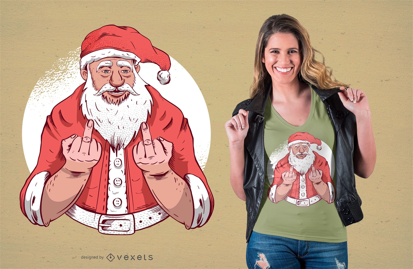 Design de t-shirt do Papai Noel dedo m?dio