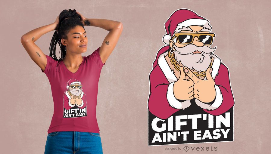 Design de t-shirt de gangster do Papai Noel Design de t-shirt de gangster do Papai Noel