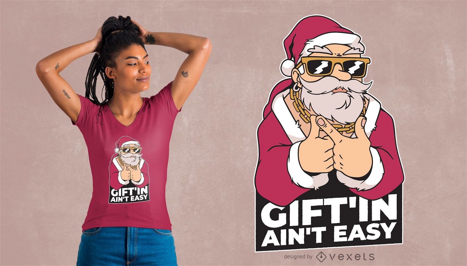 Santa gangster t-shirt design