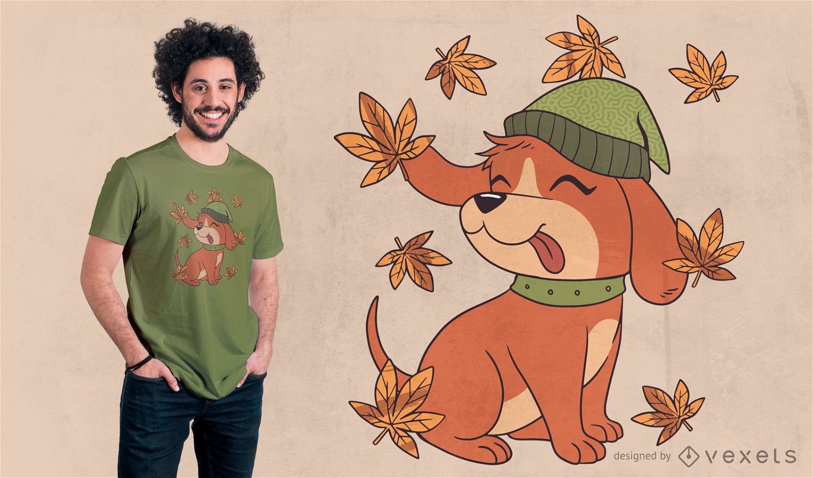 Design de camiseta para cachorro no outono