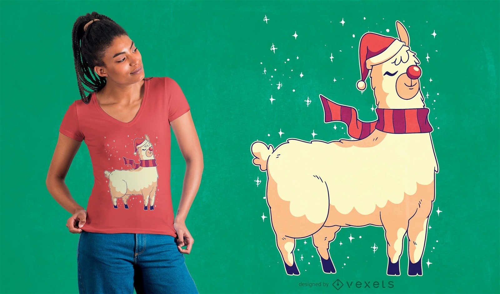 Christmas alpaca t-shirt design