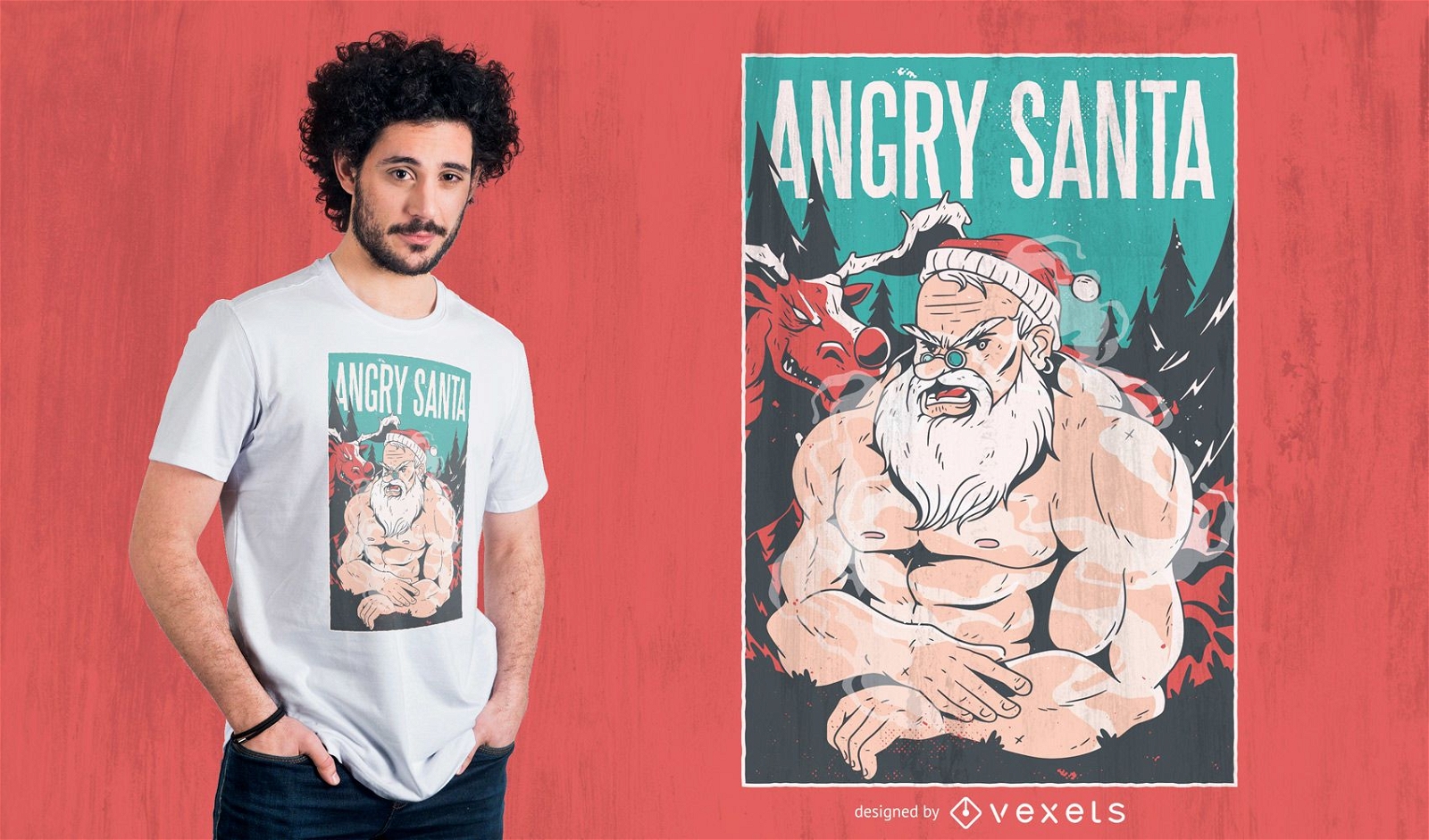 Diseño de camiseta de santa enojado