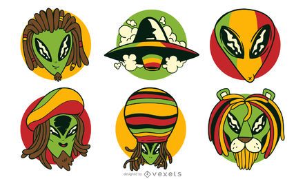 Alien reggae vector set Alien reggae vector set