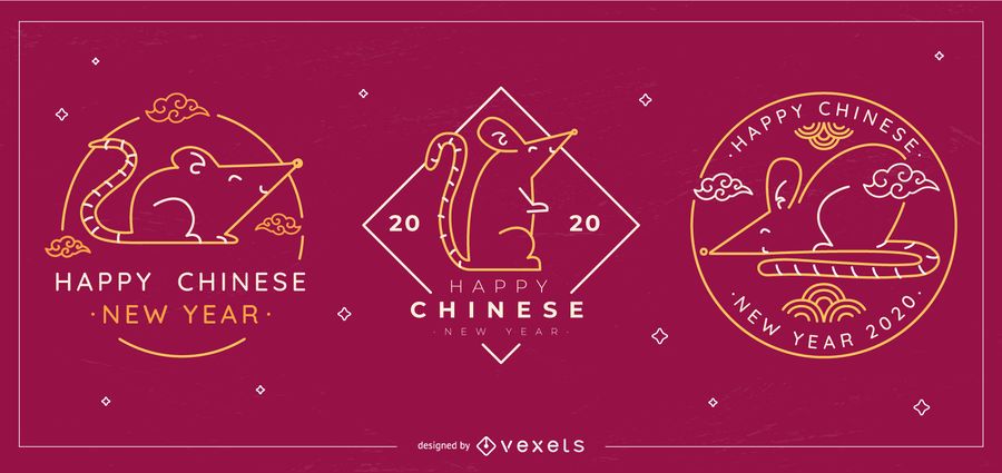 Chinese new year editable badges set Chinese new year editable badges set