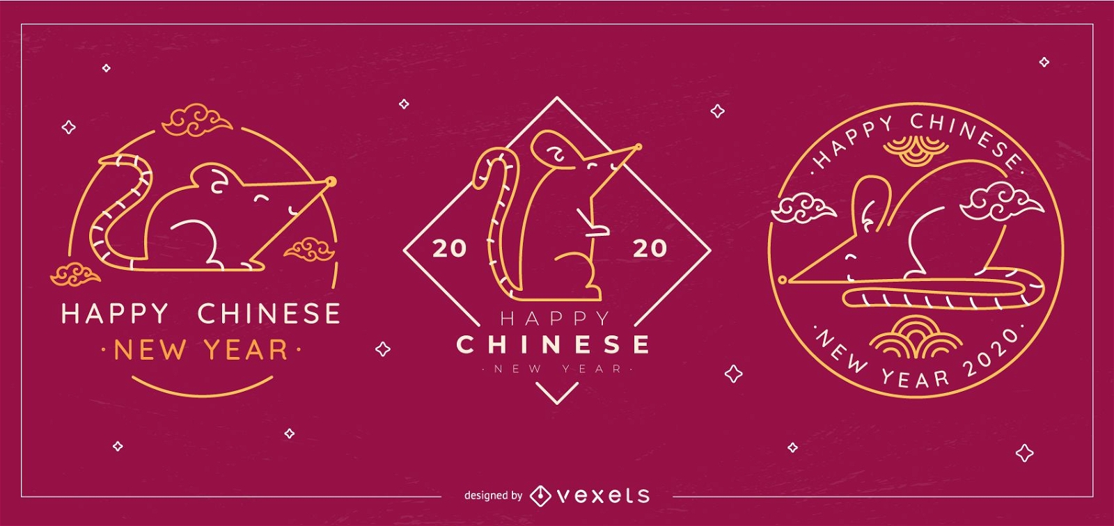 Chinese new year editable badges set