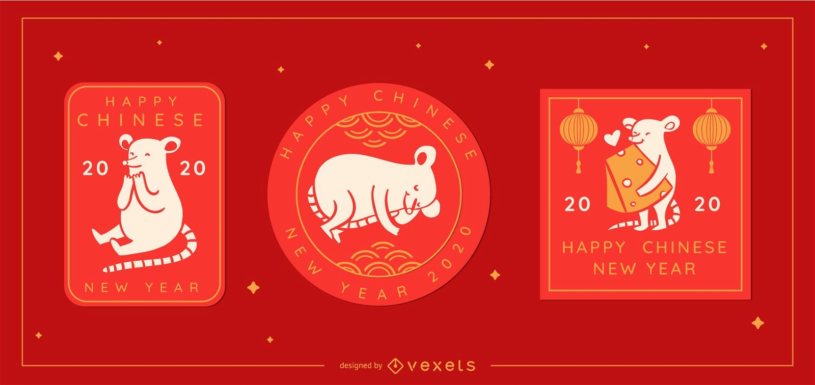 Cute Chinese new year editable badges