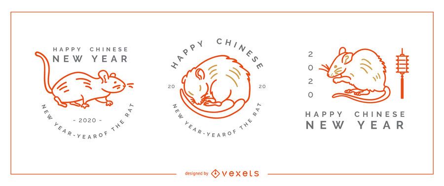 Chinese new year badges editable set Chinese new year badges editable set