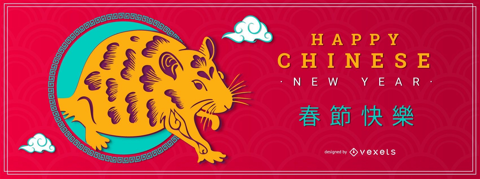 Bandeira de rato do ano novo chinês