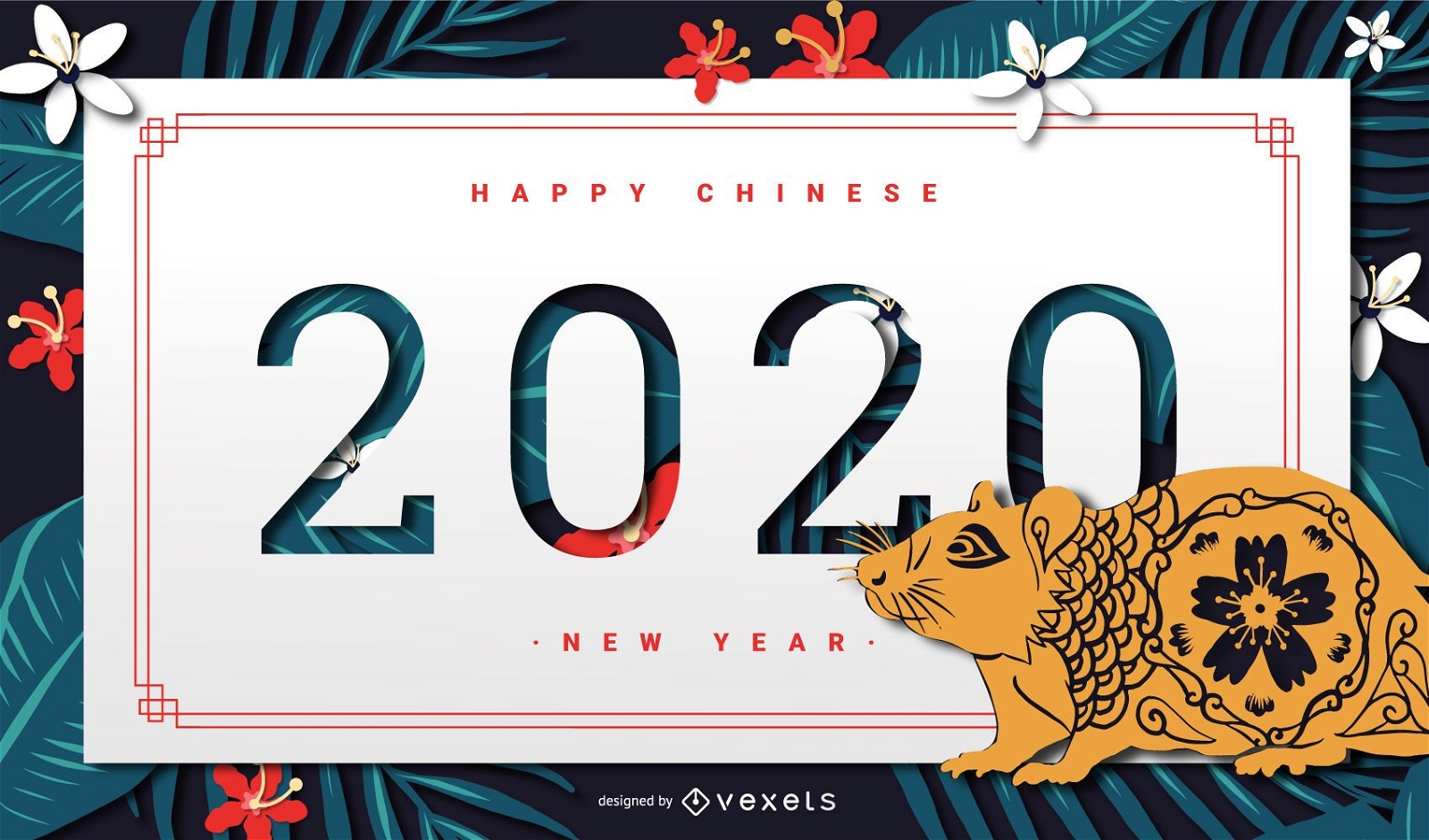 Banner do ano novo chinês de 2020