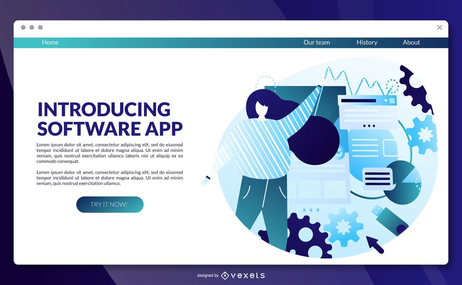 Software app landing page template
