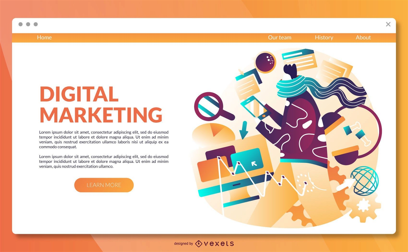 Digital marketing landing page template