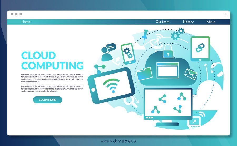 Cloud Computing Landing Page Template Vector Download