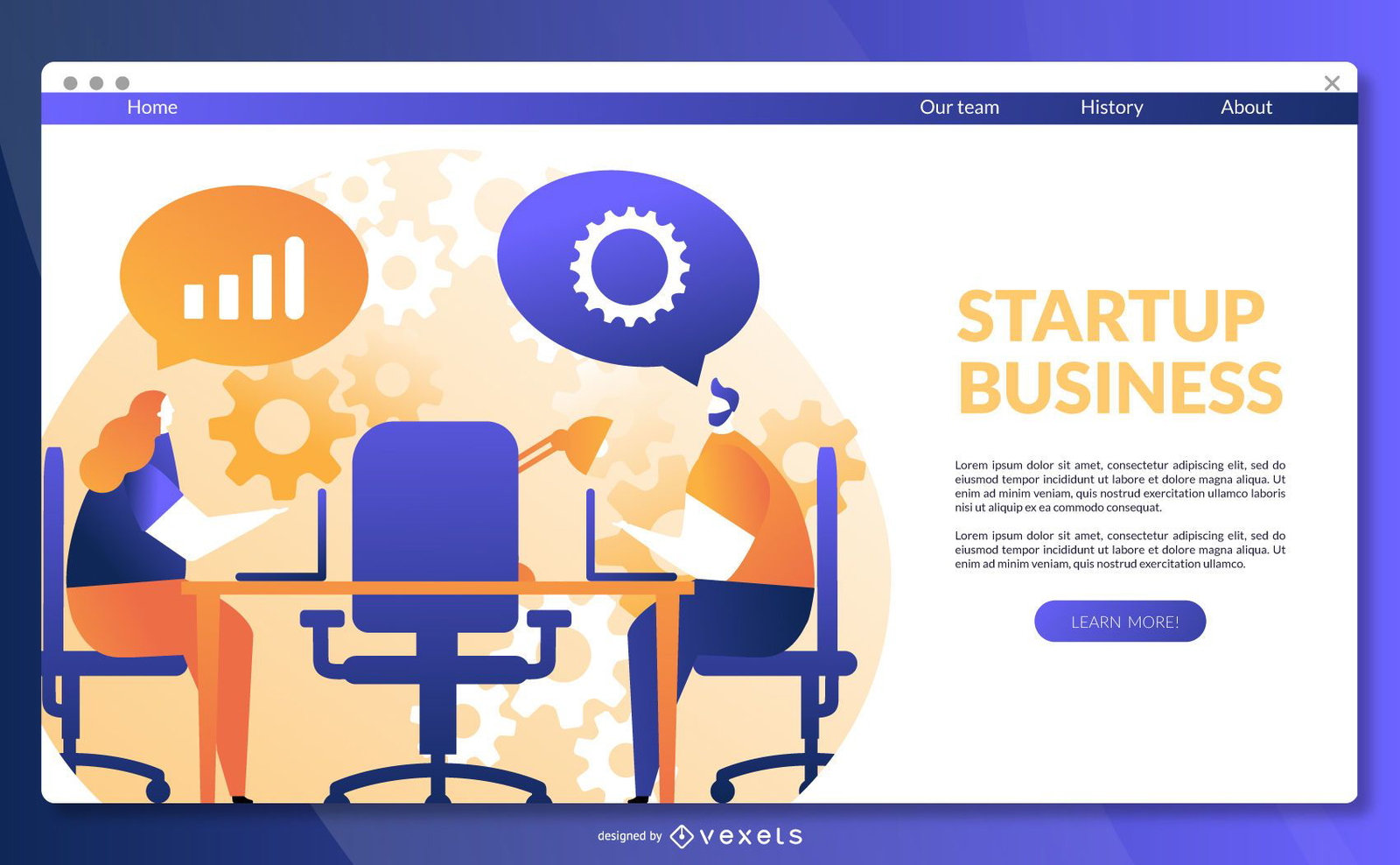 Startup Business Landing Page Template Vector Download