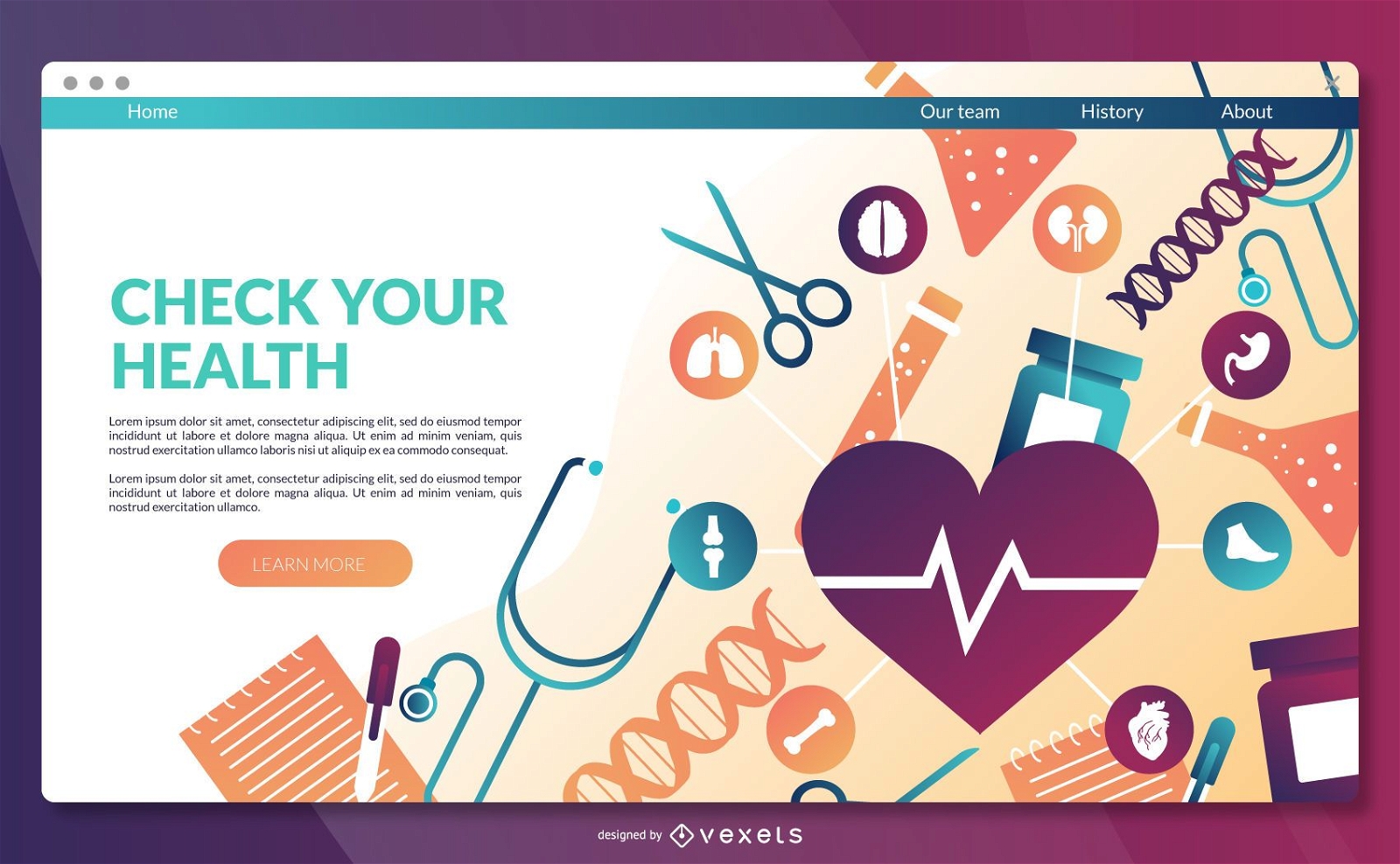 Health landing page template 