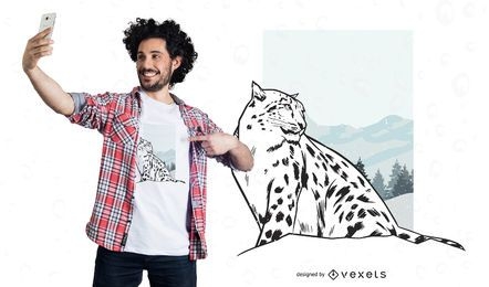 Diseño de camiseta de leopardo de las nieves