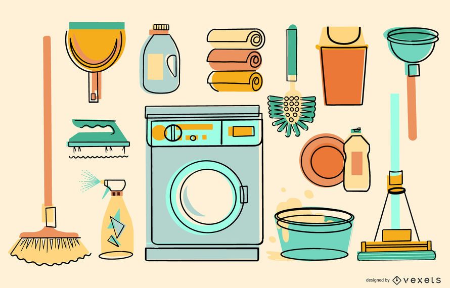 Cleaning colorful collection Cleaning colorful collection