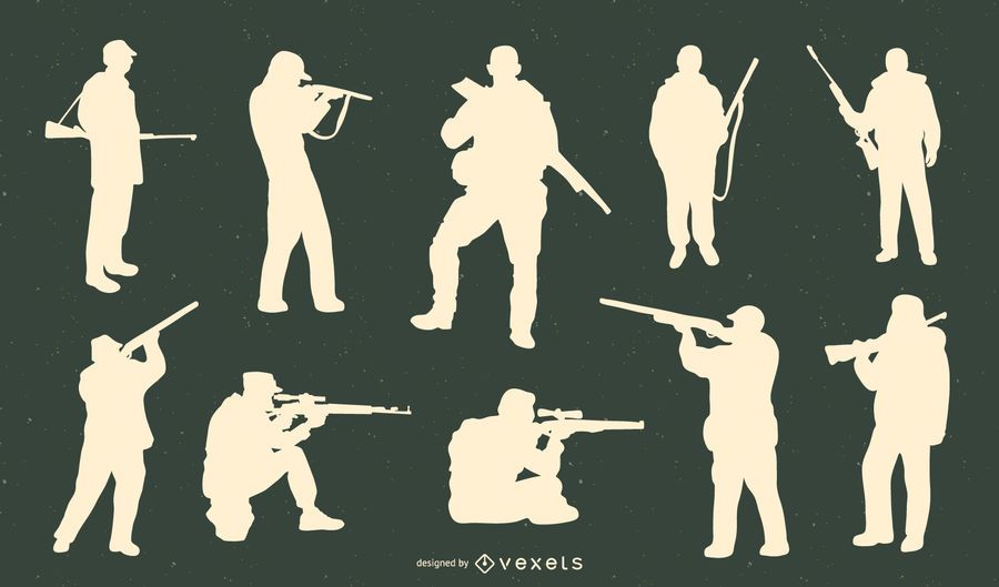 Hunter with gun silhouette pack Hunter with gun silhouette pack