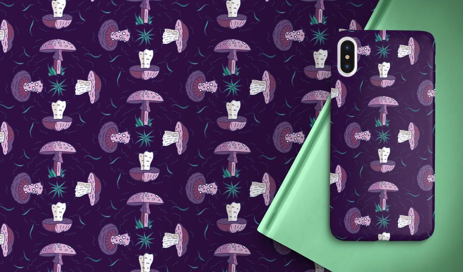 Purple mushrooms pattern design Purple mushrooms pattern design