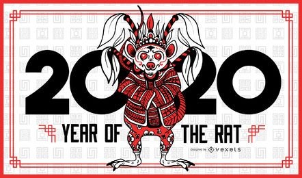 Modelo de banner do ano do rato 2020