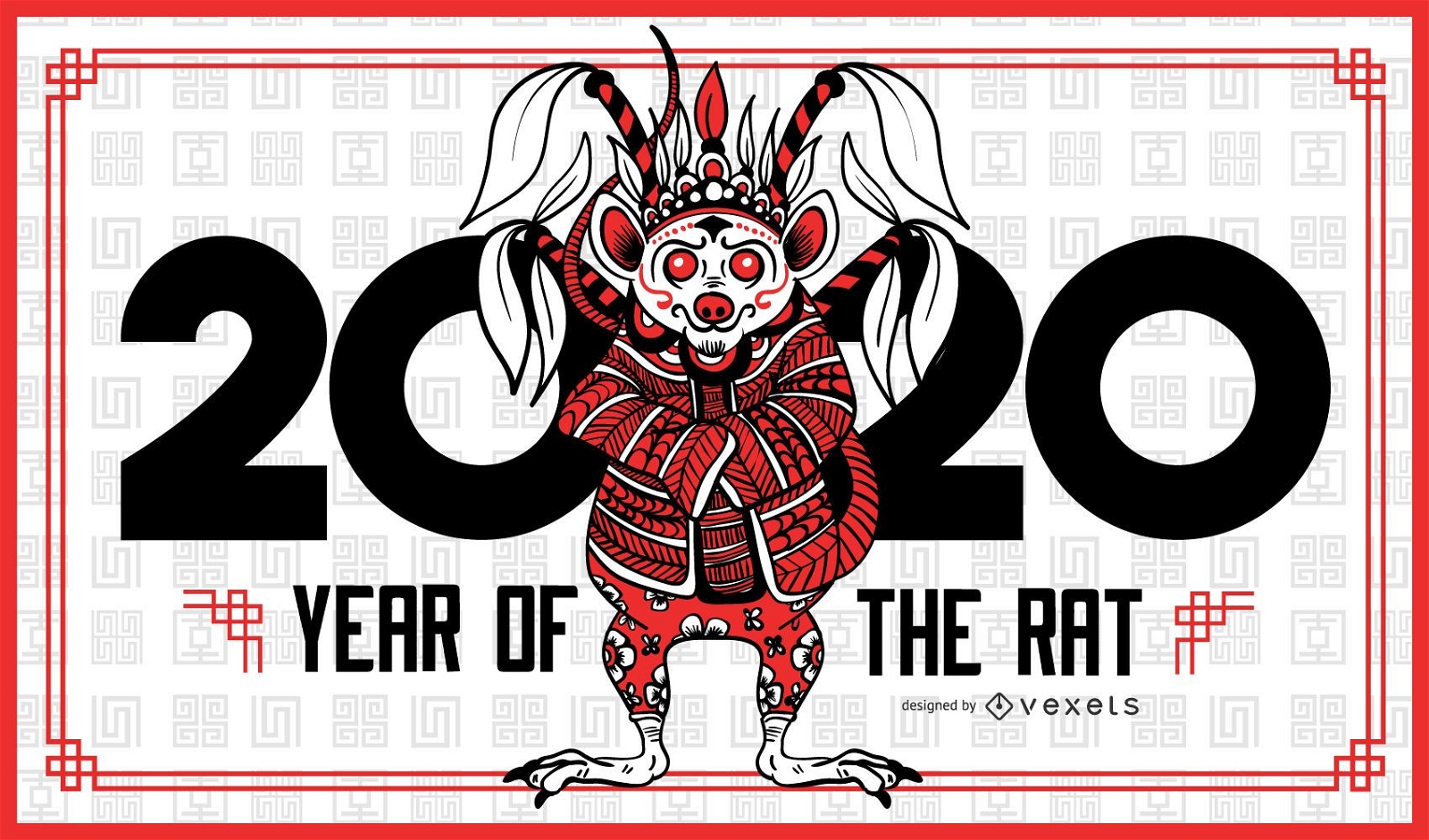 Jahr der Ratte 2020 Banner Vorlage