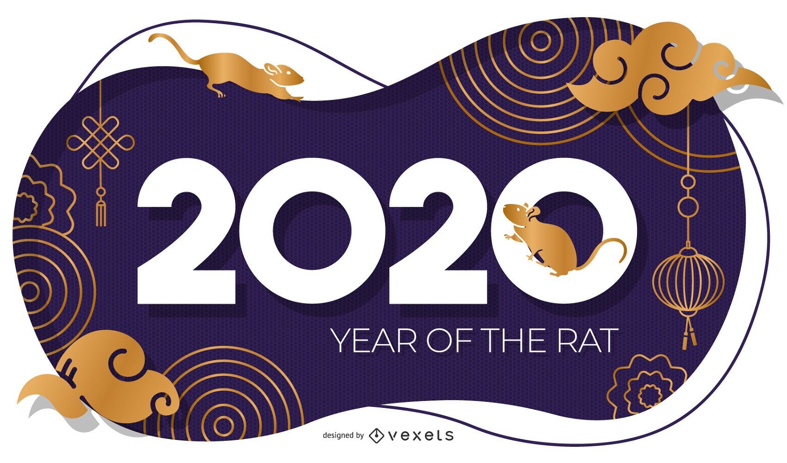 Jahr des abstrakten Banners der Ratte 2020
