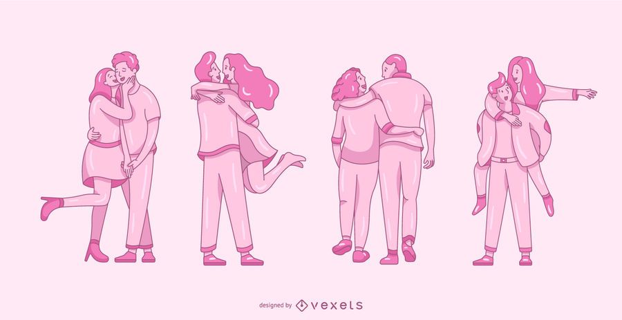 Valentine's day flat couples set Valentine's day flat couples set