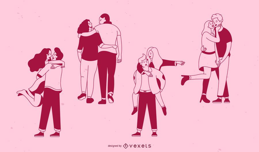 Valentine's day stroke couples set Valentine's day stroke couples set