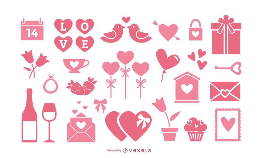 Valentines day pink elements collection Valentines day pink elements collection