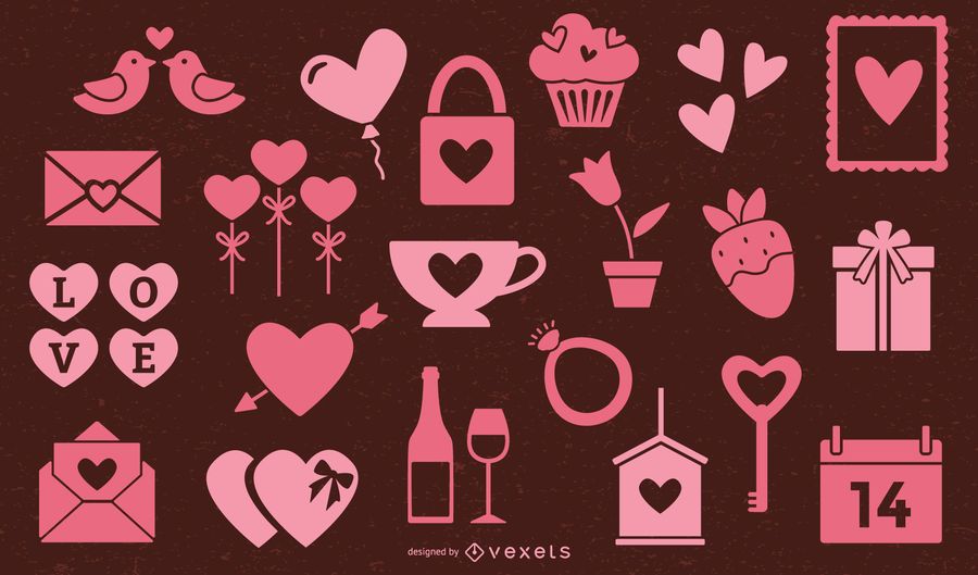 Valentines day pink elements collection Valentines day pink elements collection