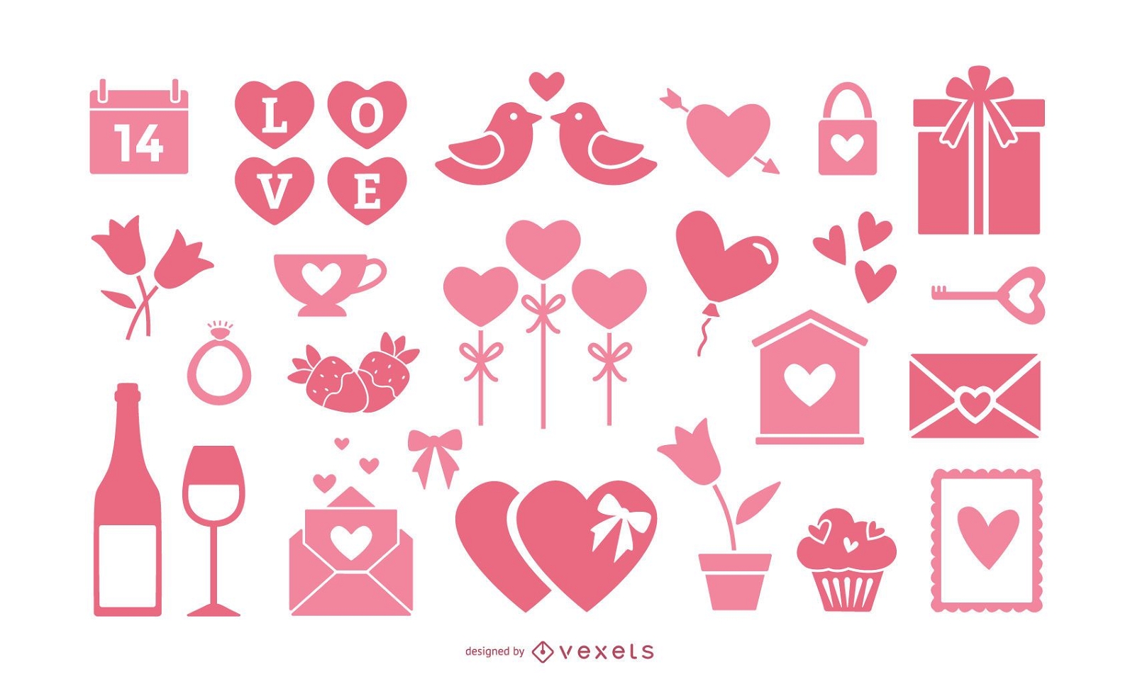 Valentinstag rosa Elemente Sammlung