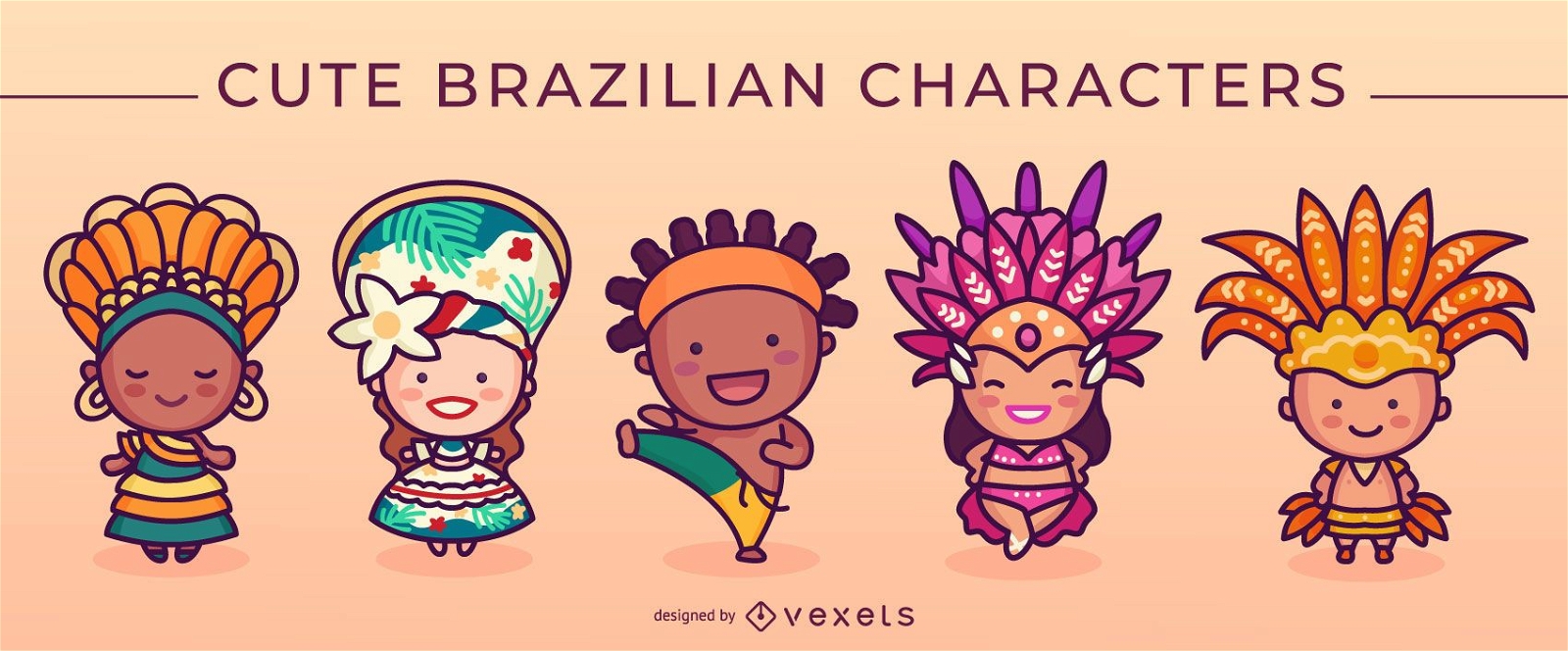Conjunto de personagens fofinhos brasileiros