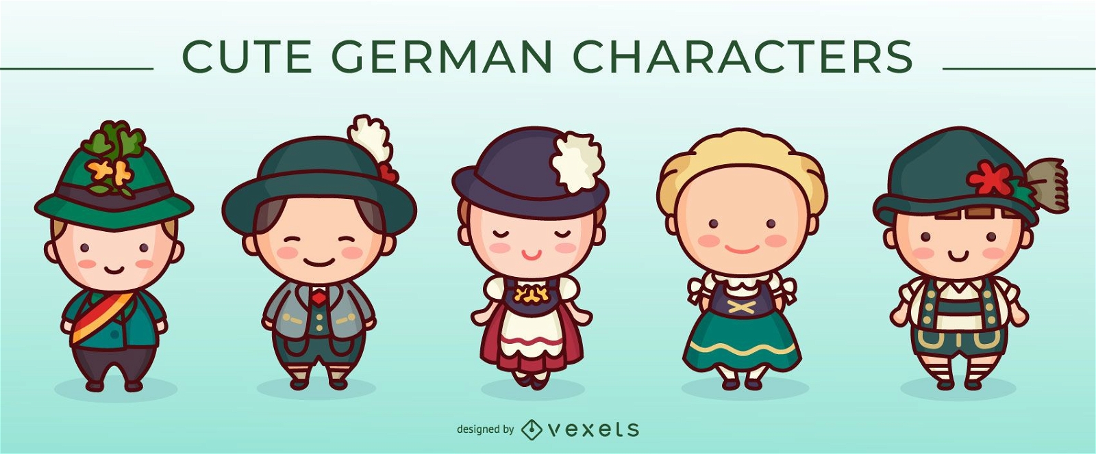 Conjunto de personagens fofinhos alem?es